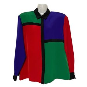 Vintage Color Block Blouse SK & Company Purple